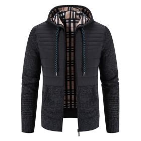 Men's Thickened Fleece Knitted Hooded Sweater Coat