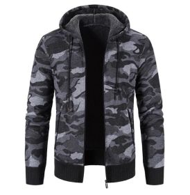 Men's Camouflage Print Full-Zip Hooded Fleece Sweater