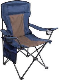 Outdoor Padded Folding Camping Chair Lawn Chair with Cup Holder,Black+Grey