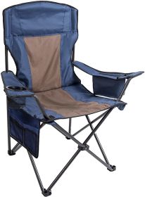 Folding Camping Chair with Large Cup Holders & Cooler , Black+Grey