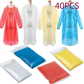 40Pcs Disposable Adult Emergency Waterproof Rain Coat Hiking Camping Hood