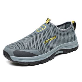 Mesh Men Casual Shoes Summer Outdoor Water Sneakers Men Trainers Non-slip Climbing Hiking Shoes Breathable Men's Treking Shoe (Color: gray, size: 45)