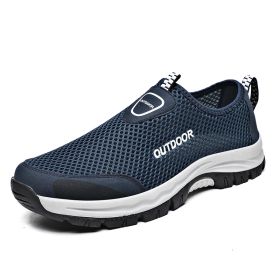 Mesh Men Casual Shoes Summer Outdoor Water Sneakers Men Trainers Non-slip Climbing Hiking Shoes Breathable Men's Treking Shoe (Color: Blue, size: 46)