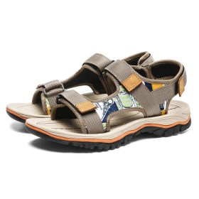 Men Fashion Sandals 2022 Summer Man Beach Sandals Moutain Hiking Sandals Plus Size 47 Outdoor Casual Shoes Non-slip Aqua Shoes (Color: Khaki, size: 38)