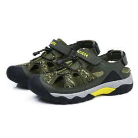 Men Sandals Summer Beach Sandals Outdoor Breathable Hiking Shoes High Quality Summer Shoes Plus Size 48 Man Non-slip Sandals (Color: Green, size: 46)