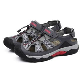 Men Sandals Summer Beach Sandals Outdoor Breathable Hiking Shoes High Quality Summer Shoes Plus Size 48 Man Non-slip Sandals (Color: Grey, size: 44)