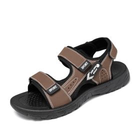 Men Beach Sandals Man Hiking Sandals Outdoor Casual Shoes High Quality 2022 Summer Aqua Shoes Comfortable Male Non-slip Sandals (Color: Dark brown, size: 39)